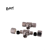 EMT Factory manufacturer male Metric bite type tee way hydraulic compression union pipe  fitting